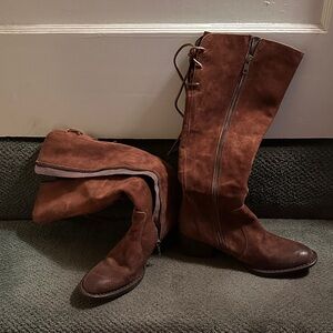 Born Brown Knee-High Lace & Side-Zip Boots